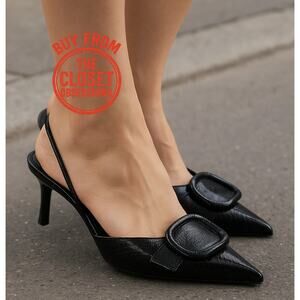 ZARA Black Pointed Toe Slingback Heels NWT 7.5